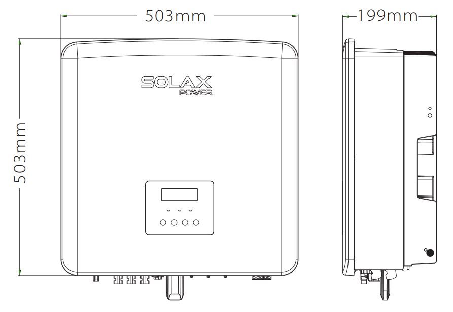 Tamaño del inversor SolaX X3 Hybrid Generación 4